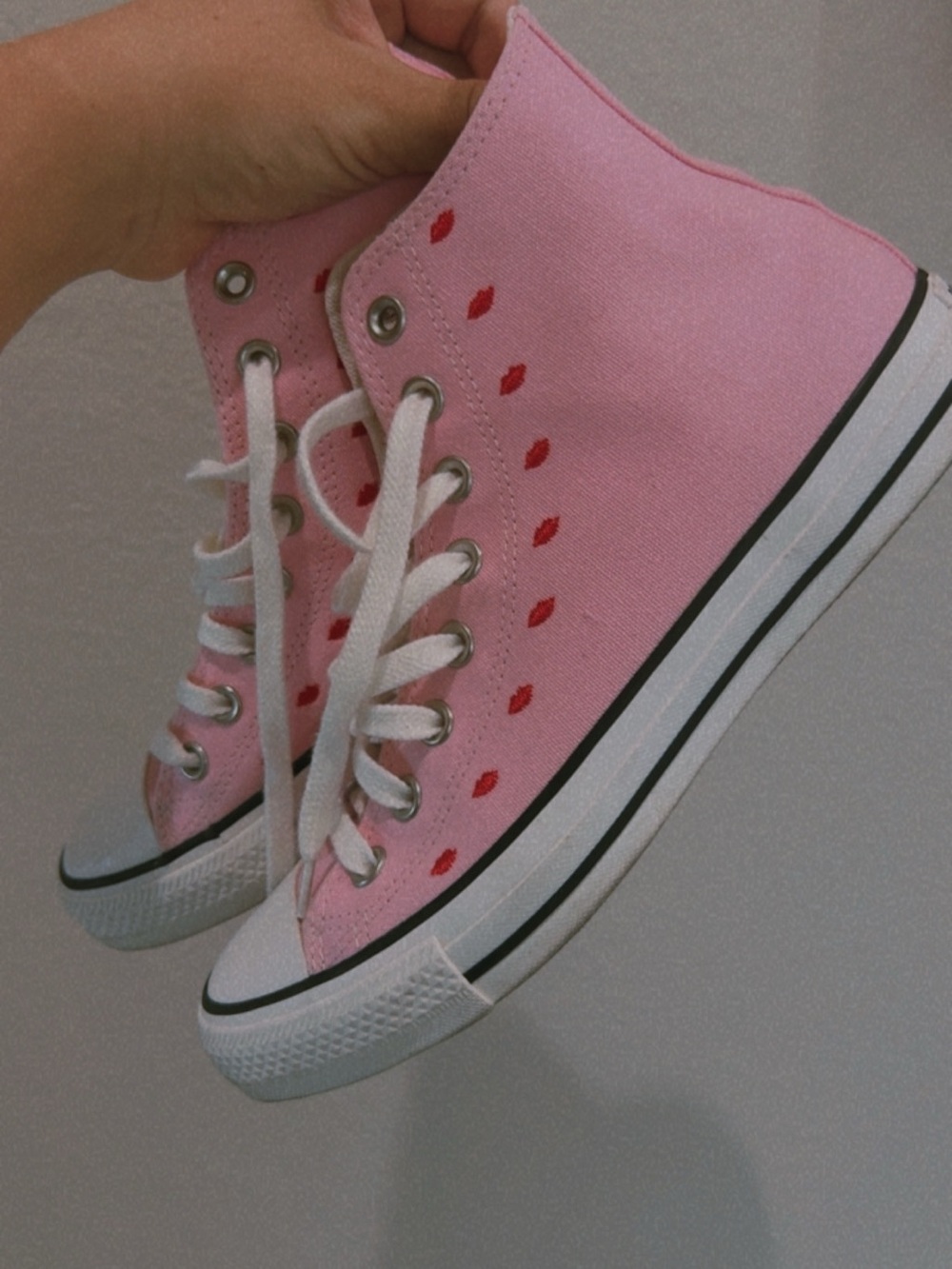 Converse Pink High-Top Sneakers with White Laces